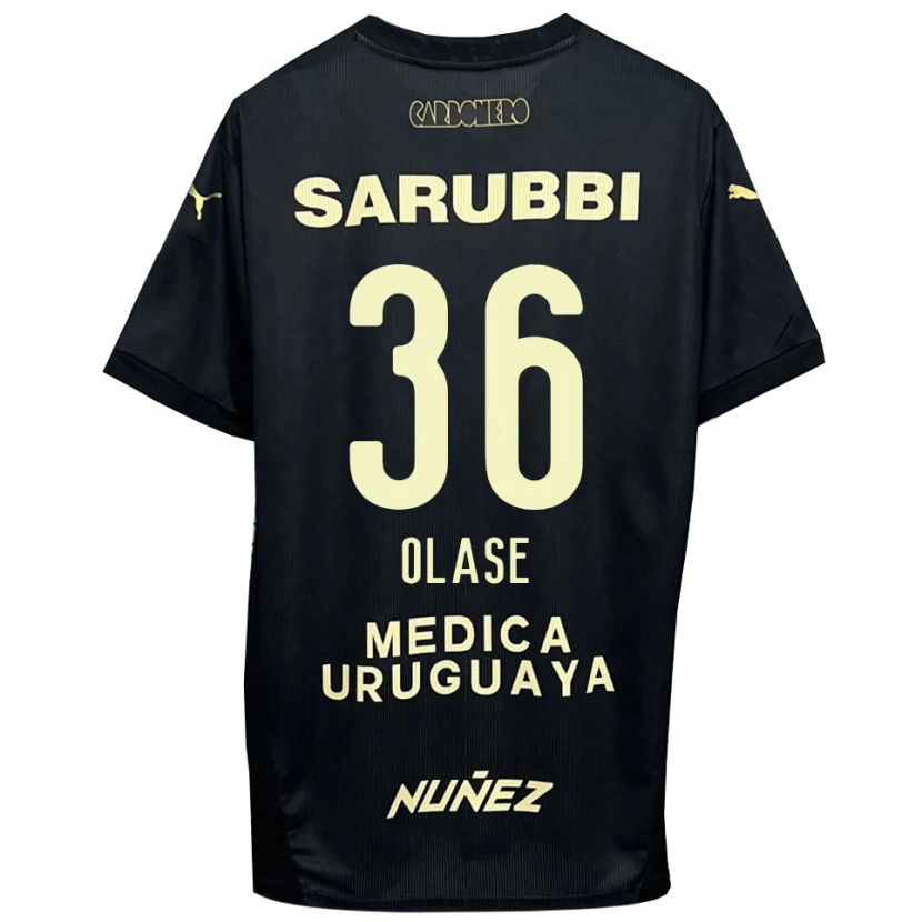 Danxen Bambino Maglia Tomás Olase #36 Nero Oro Kit Gara Away 2025/26 Maglietta