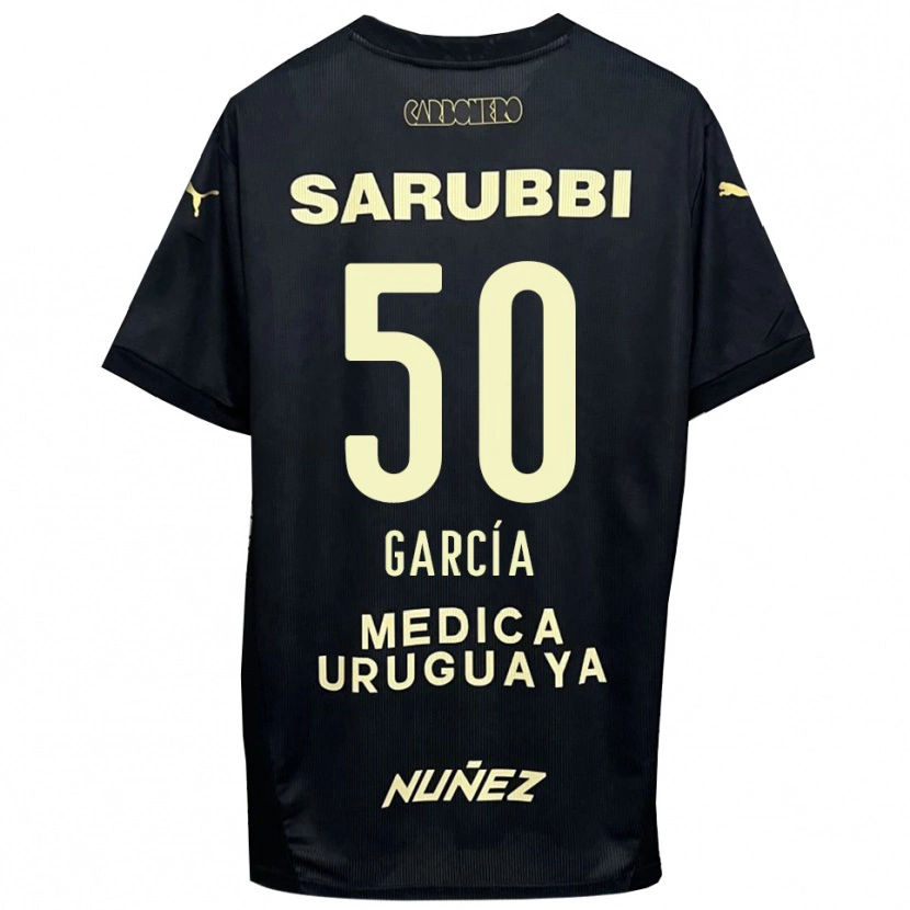 Danxen Bambino Maglia Diego García #50 Nero Oro Kit Gara Away 2025/26 Maglietta