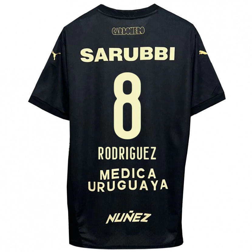 Danxen Bambino Maglia Sebastián Rodríguez #8 Nero Oro Kit Gara Away 2025/26 Maglietta
