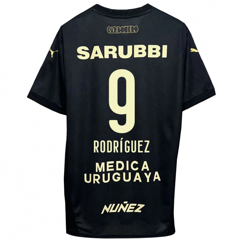 Danxen Bambino Maglia Agustín Rodríguez #9 Nero Oro Kit Gara Away 2025/26 Maglietta