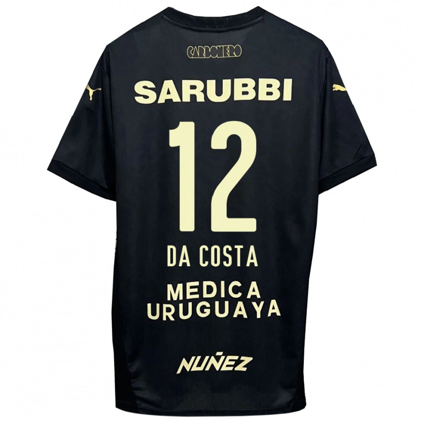 Danxen Bambino Maglia Paulo Da Costa #12 Nero Oro Kit Gara Away 2025/26 Maglietta