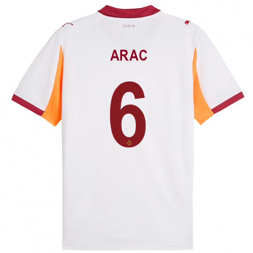 Danxen Bambino Maglia Ege Araç #6 Bianco Rosso Kit Gara Away 2025/26 Maglietta