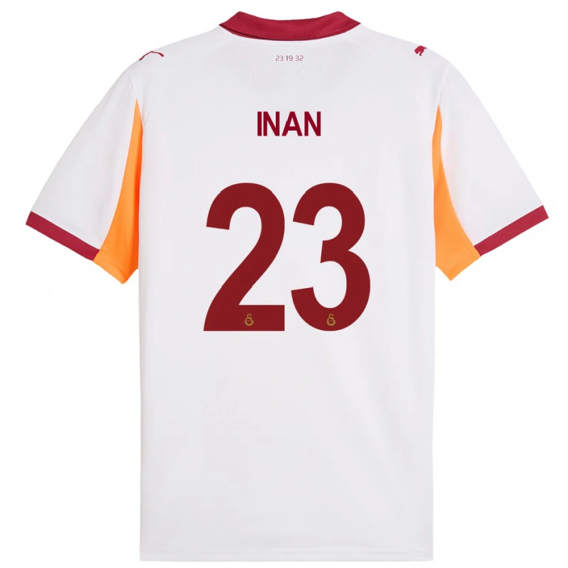 Danxen Bambino Maglia Müge İnan #23 Bianco Rosso Kit Gara Away 2025/26 Maglietta