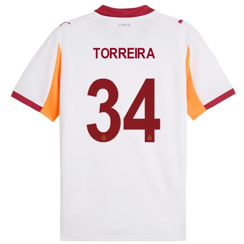 Danxen Bambino Maglia Lucas Torreira #34 Bianco Rosso Kit Gara Away 2025/26 Maglietta