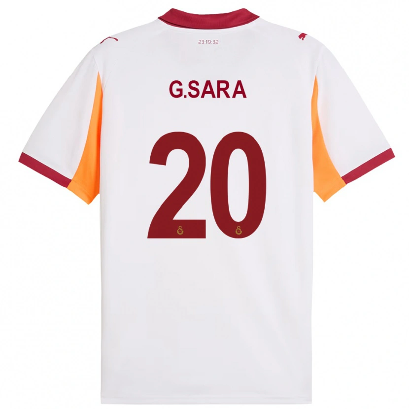 Danxen Bambino Maglia Gabriel Sara #20 Bianco Rosso Kit Gara Away 2025/26 Maglietta