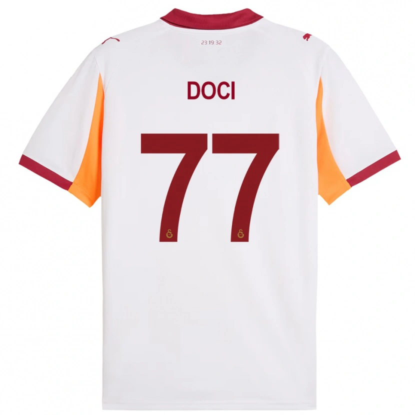 Danxen Bambino Maglia Megi Doci #77 Bianco Rosso Kit Gara Away 2025/26 Maglietta