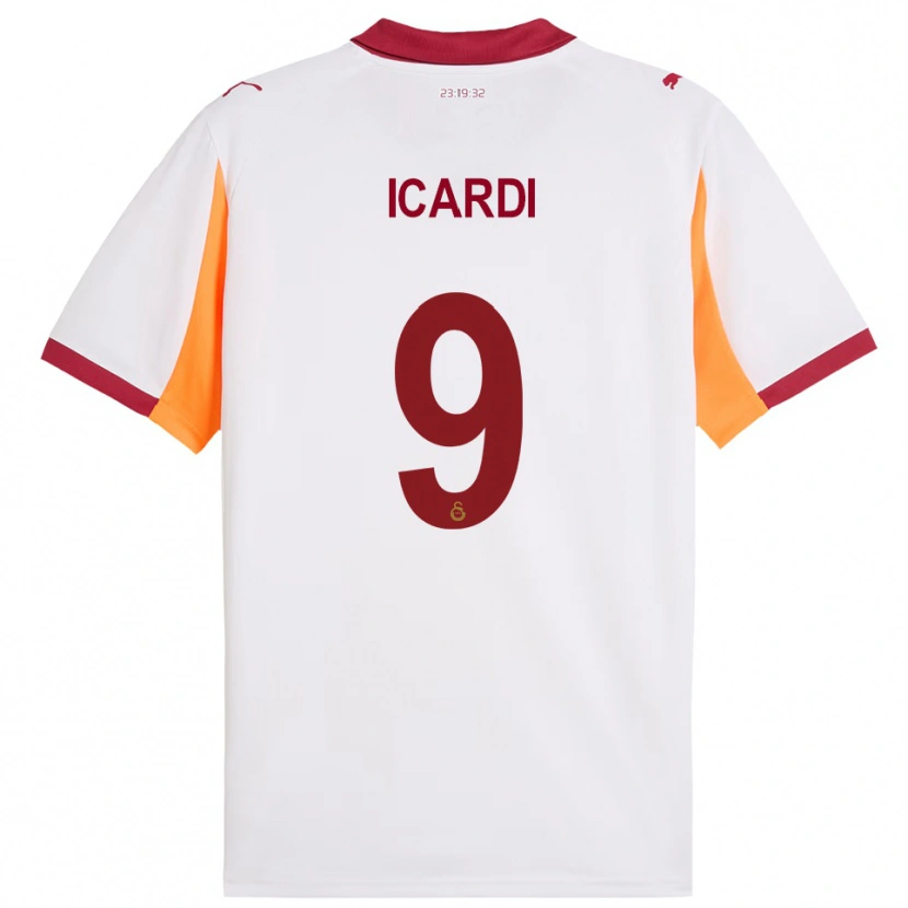 Danxen Bambino Maglia Mauro Icardi #9 Bianco Rosso Kit Gara Away 2025/26 Maglietta