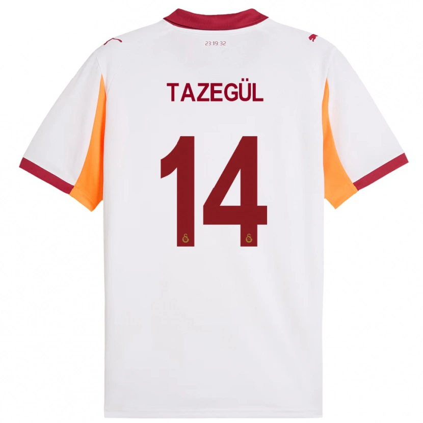 Danxen Bambino Maglia Onur Tazegül #14 Bianco Rosso Kit Gara Away 2025/26 Maglietta