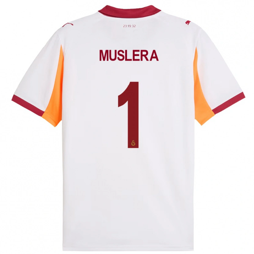 Danxen Bambino Maglia Fernando Muslera #1 Bianco Rosso Kit Gara Away 2025/26 Maglietta