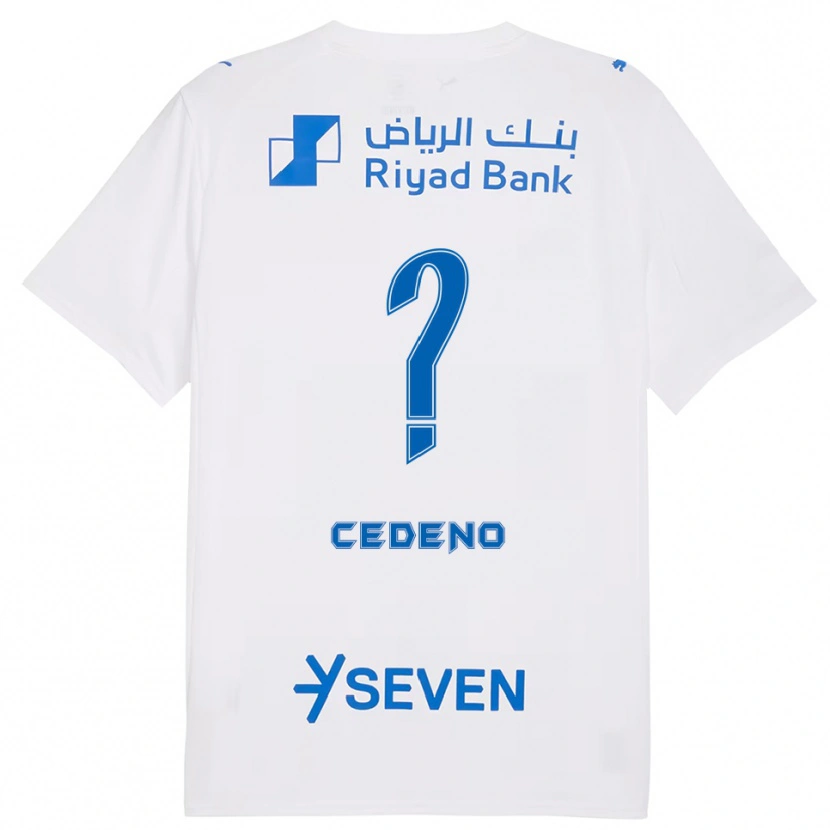 Danxen Bambino Maglia Lineth Cedeño #0 Bianco Blu Kit Gara Away 2025/26 Maglietta