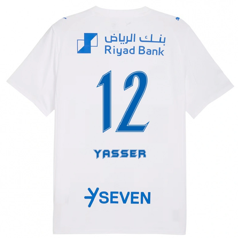 Danxen Bambino Maglia Yasser Al-Shahrani #12 Bianco Blu Kit Gara Away 2025/26 Maglietta