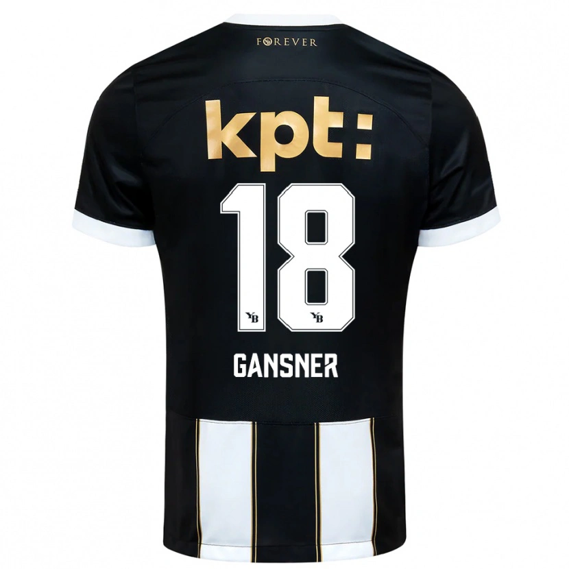Danxen Bambino Maglia Jann Gansner #18 Nero Bianco Kit Gara Away 2025/26 Maglietta