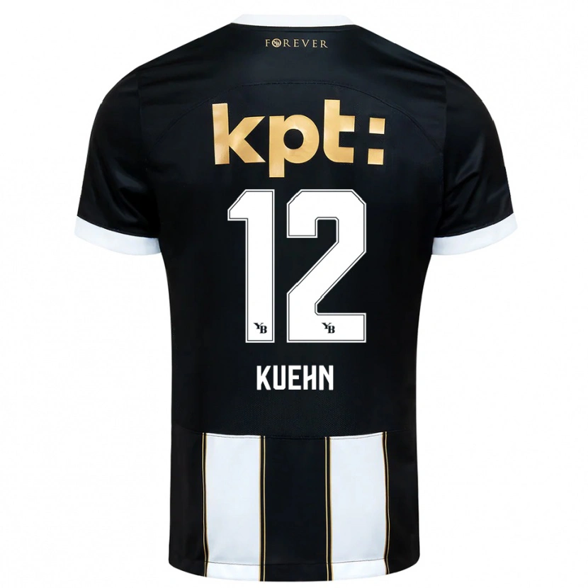Danxen Bambino Maglia Athena Kuehn #12 Nero Bianco Kit Gara Away 2025/26 Maglietta