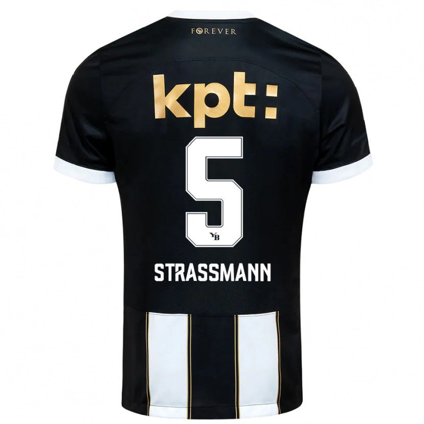 Danxen Bambino Maglia Sven Strassmann #5 Nero Bianco Kit Gara Away 2025/26 Maglietta
