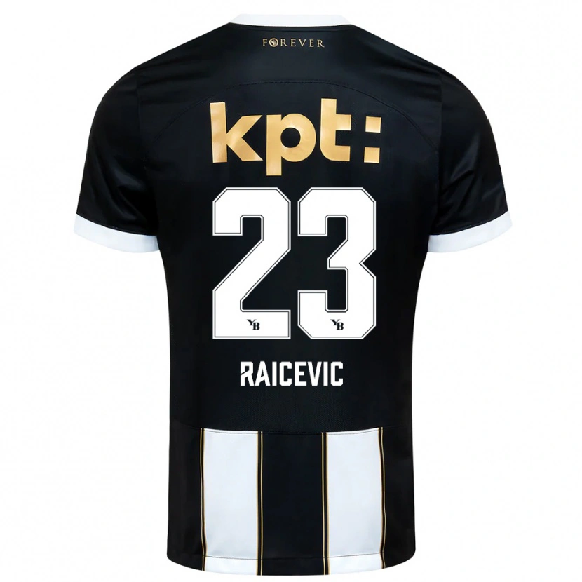 Danxen Bambino Maglia Stevan Raicevic #23 Nero Bianco Kit Gara Away 2025/26 Maglietta
