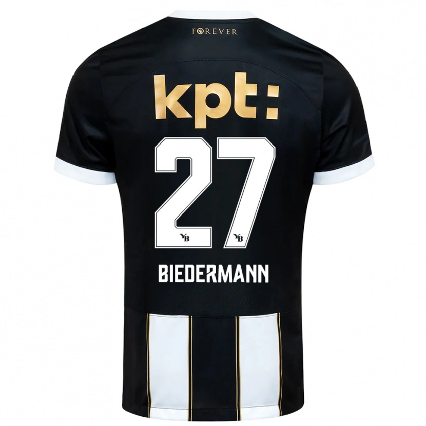 Danxen Bambino Maglia Tamara Biedermann #27 Nero Bianco Kit Gara Away 2025/26 Maglietta