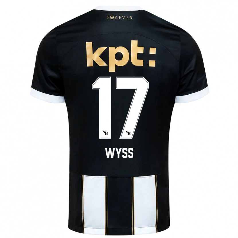 Danxen Bambino Maglia Ryan Wyss #17 Nero Bianco Kit Gara Away 2025/26 Maglietta