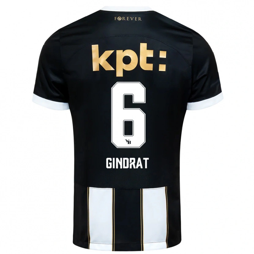 Danxen Bambino Maglia Evan Gindrat #6 Nero Bianco Kit Gara Away 2025/26 Maglietta