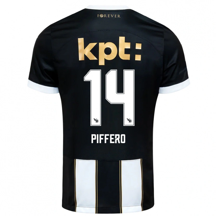 Danxen Bambino Maglia David Piffero #14 Nero Bianco Kit Gara Away 2025/26 Maglietta