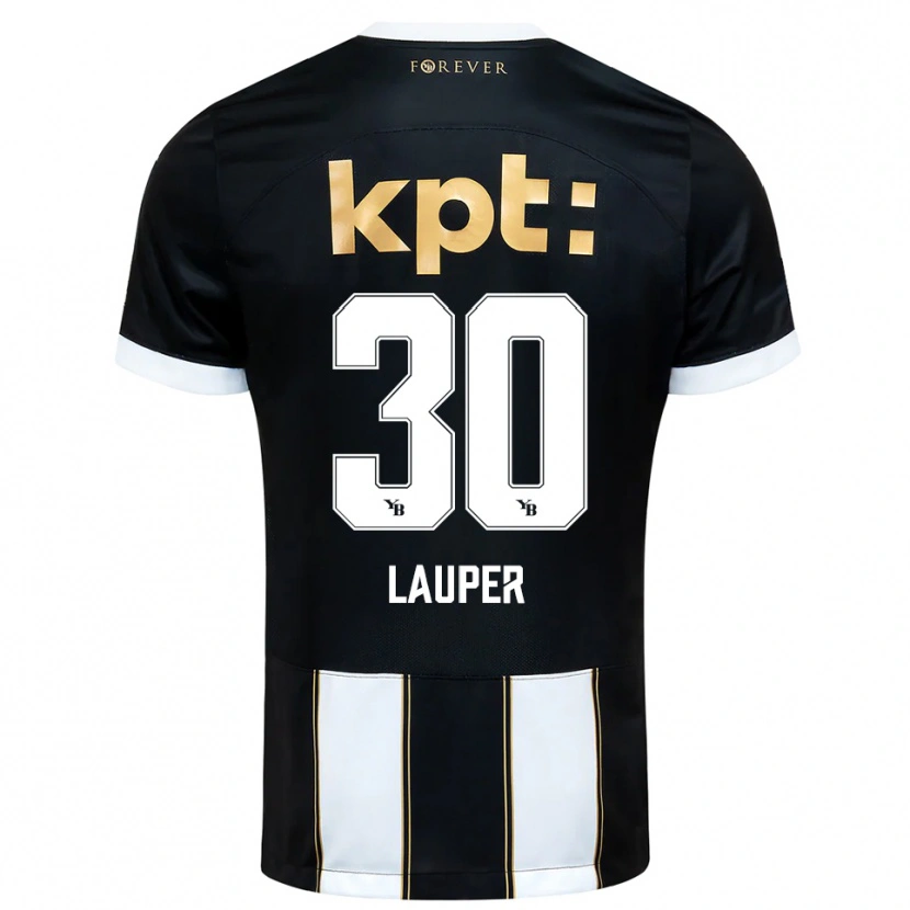 Danxen Bambino Maglia Sandro Lauper #30 Nero Bianco Kit Gara Away 2025/26 Maglietta