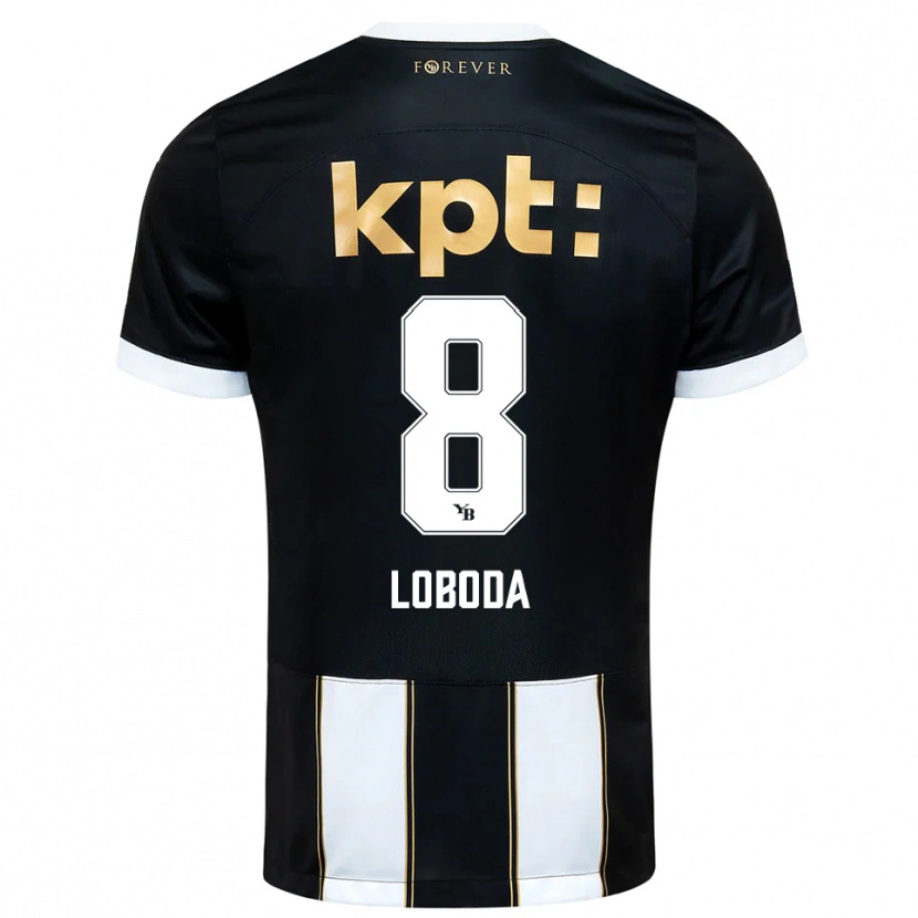Danxen Bambino Maglia Vincent Loboda #8 Nero Bianco Kit Gara Away 2025/26 Maglietta