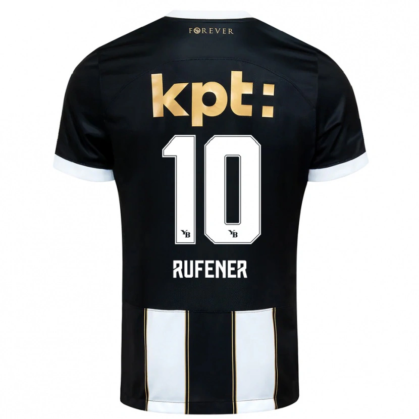 Danxen Bambino Maglia Elio Rufener #10 Nero Bianco Kit Gara Away 2025/26 Maglietta