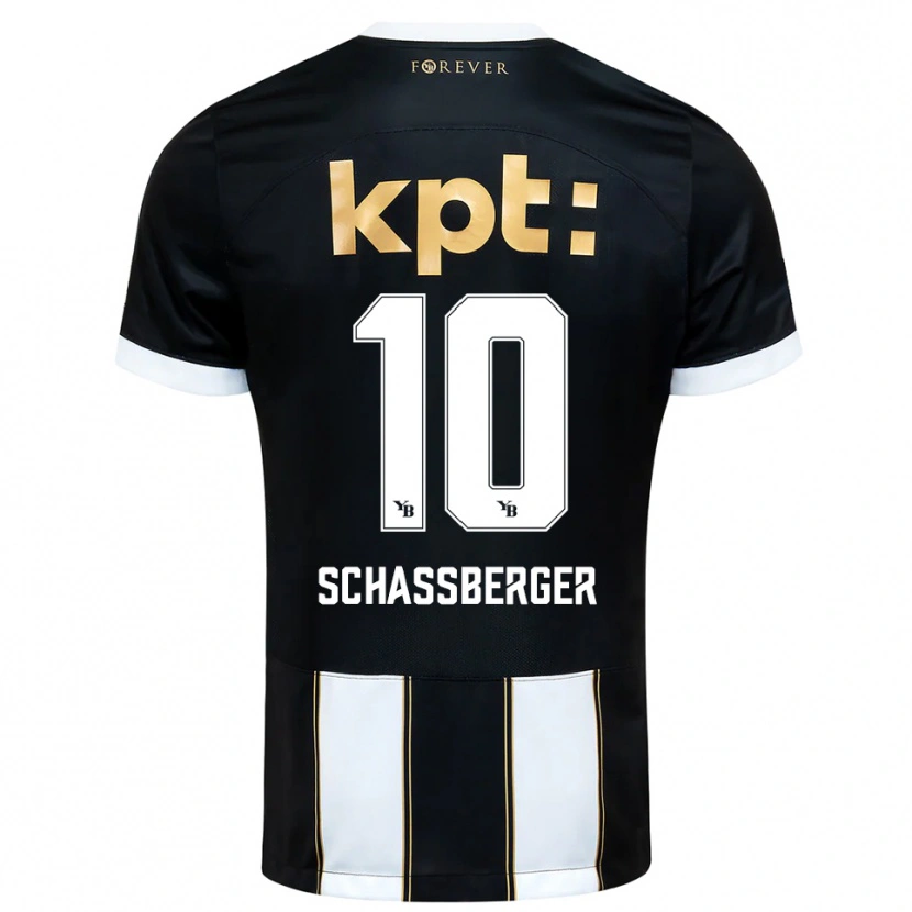 Danxen Bambino Maglia Julia Schassberger #10 Nero Bianco Kit Gara Away 2025/26 Maglietta