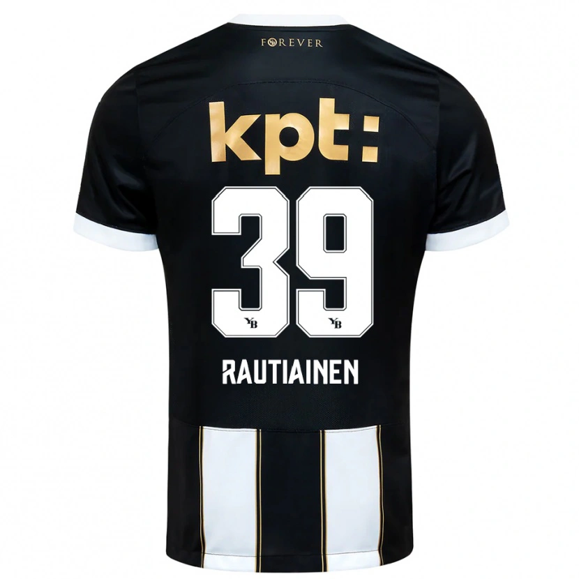 Danxen Bambino Maglia Iina Rautiainen #39 Nero Bianco Kit Gara Away 2025/26 Maglietta