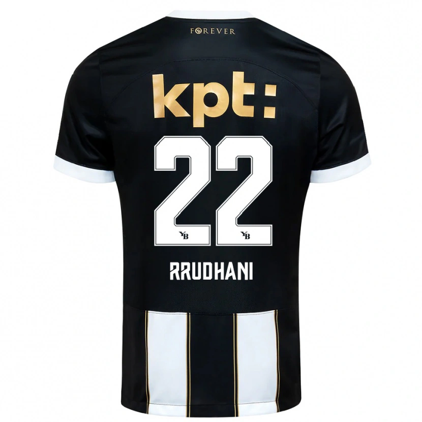 Danxen Bambino Maglia Donat Rrudhani #22 Nero Bianco Kit Gara Away 2025/26 Maglietta