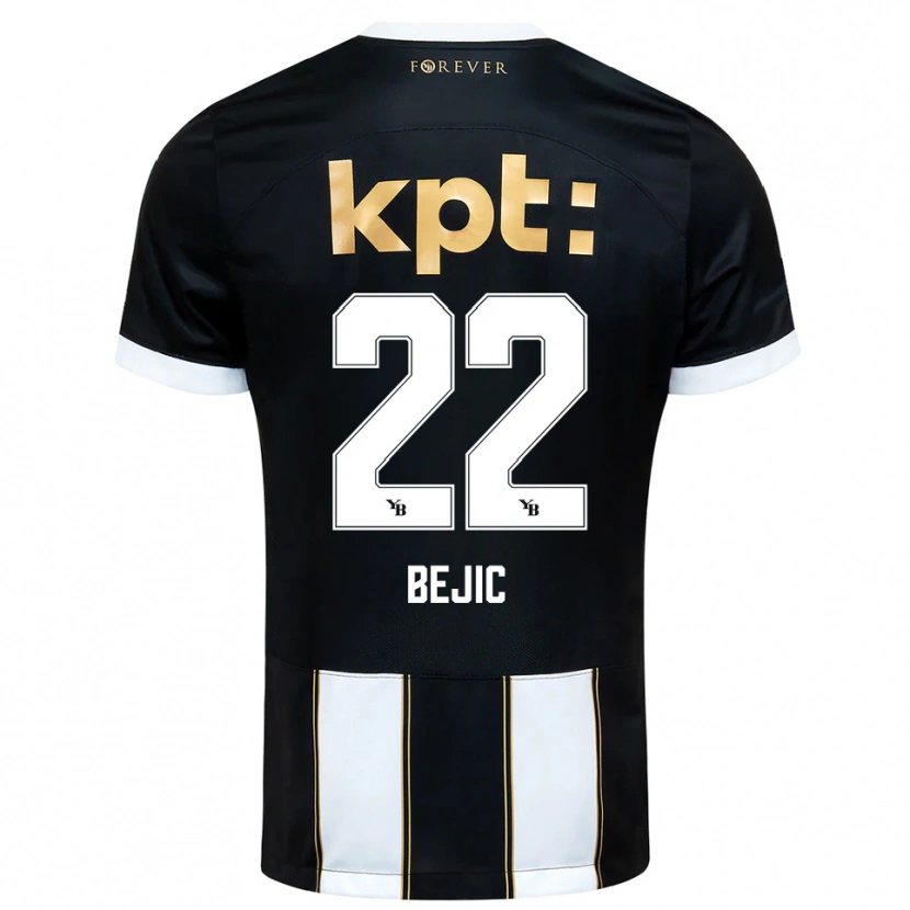 Danxen Bambino Maglia Endrit Bejic #22 Nero Bianco Kit Gara Away 2025/26 Maglietta