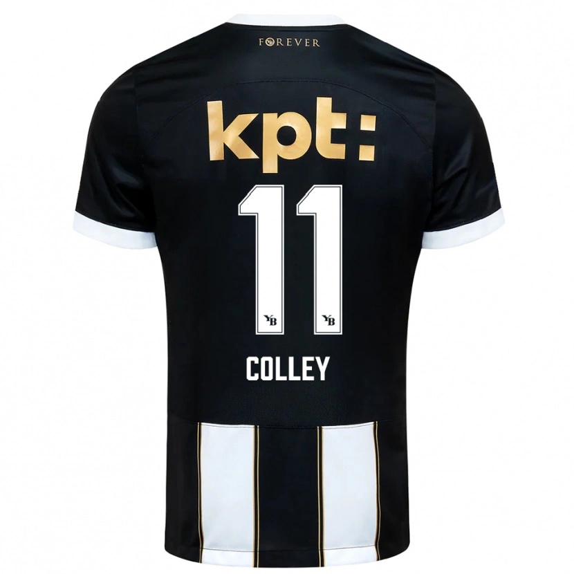 Danxen Bambino Maglia Ebrima Colley #11 Nero Bianco Kit Gara Away 2025/26 Maglietta