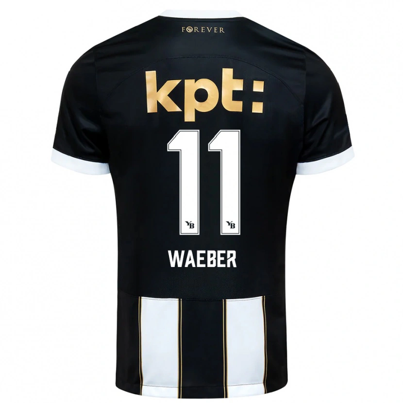 Danxen Bambino Maglia Stéphanie Waeber #11 Nero Bianco Kit Gara Away 2025/26 Maglietta