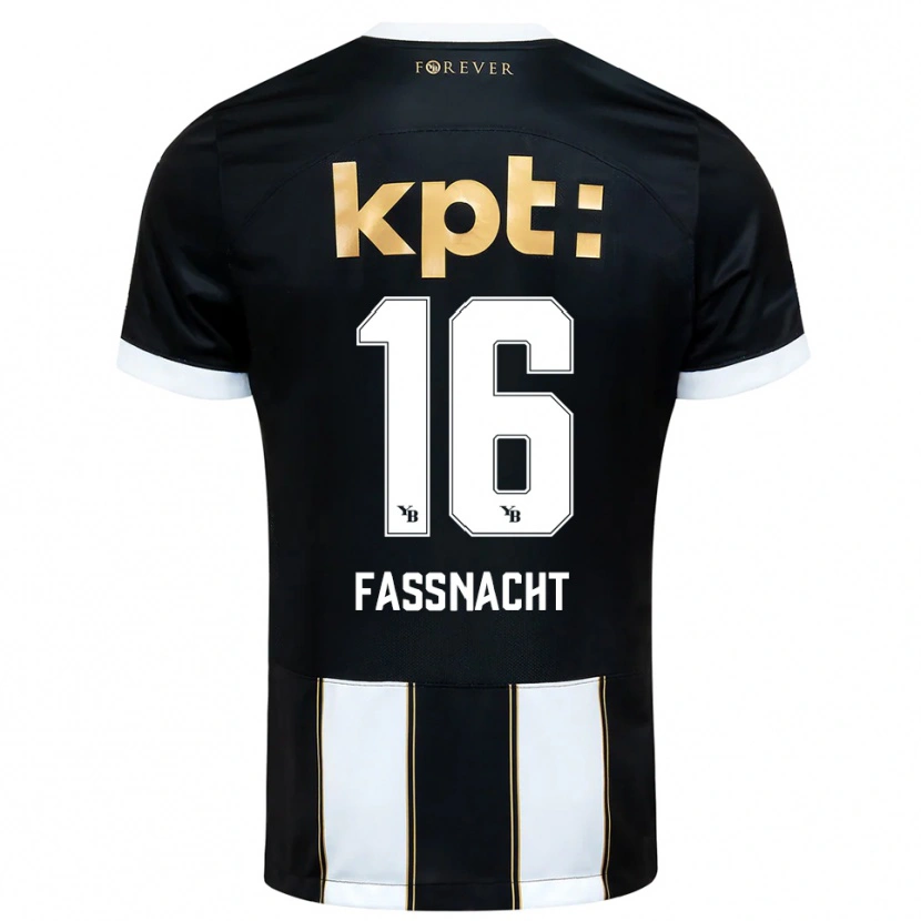 Danxen Bambino Maglia Christian Fassnacht #16 Nero Bianco Kit Gara Away 2025/26 Maglietta