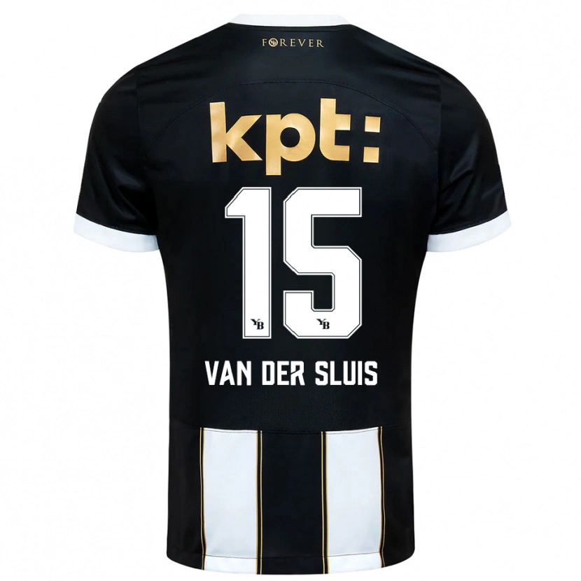 Danxen Bambino Maglia Gennaro Van Der Sluis #15 Nero Bianco Kit Gara Away 2025/26 Maglietta
