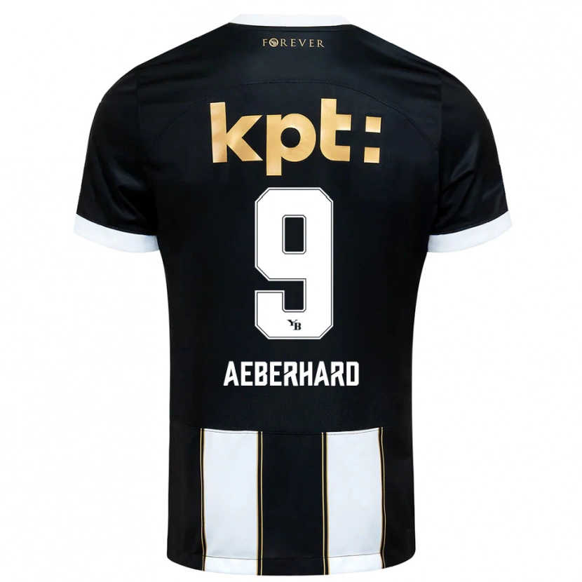 Danxen Bambino Maglia Ben Aeberhard #9 Nero Bianco Kit Gara Away 2025/26 Maglietta