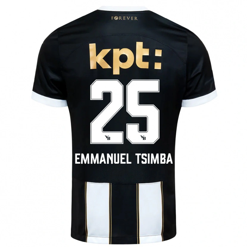 Danxen Bambino Maglia Felix Emmanuel Tsimba #25 Nero Bianco Kit Gara Away 2025/26 Maglietta