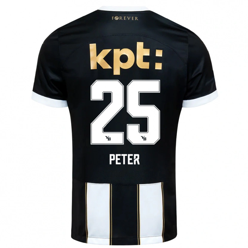 Danxen Bambino Maglia Luc Peter #25 Nero Bianco Kit Gara Away 2025/26 Maglietta