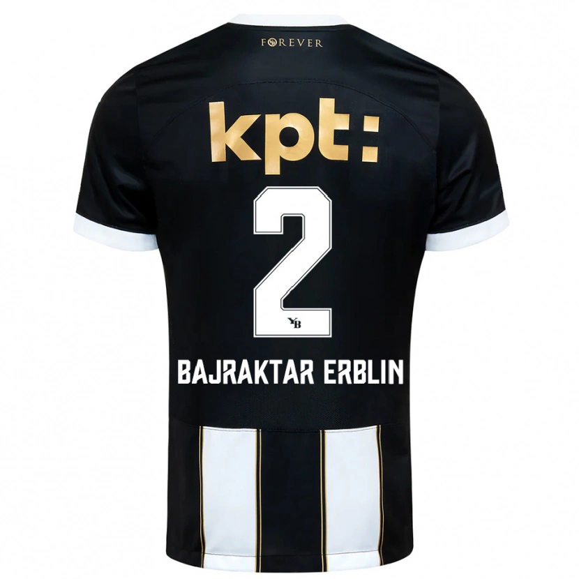Danxen Bambino Maglia Erblin Bajraktar #2 Nero Bianco Kit Gara Away 2025/26 Maglietta