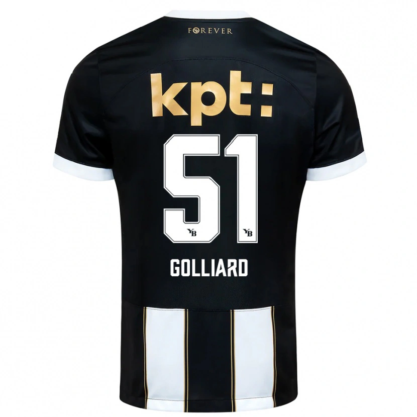 Danxen Bambino Maglia Théo Golliard #51 Nero Bianco Kit Gara Away 2025/26 Maglietta