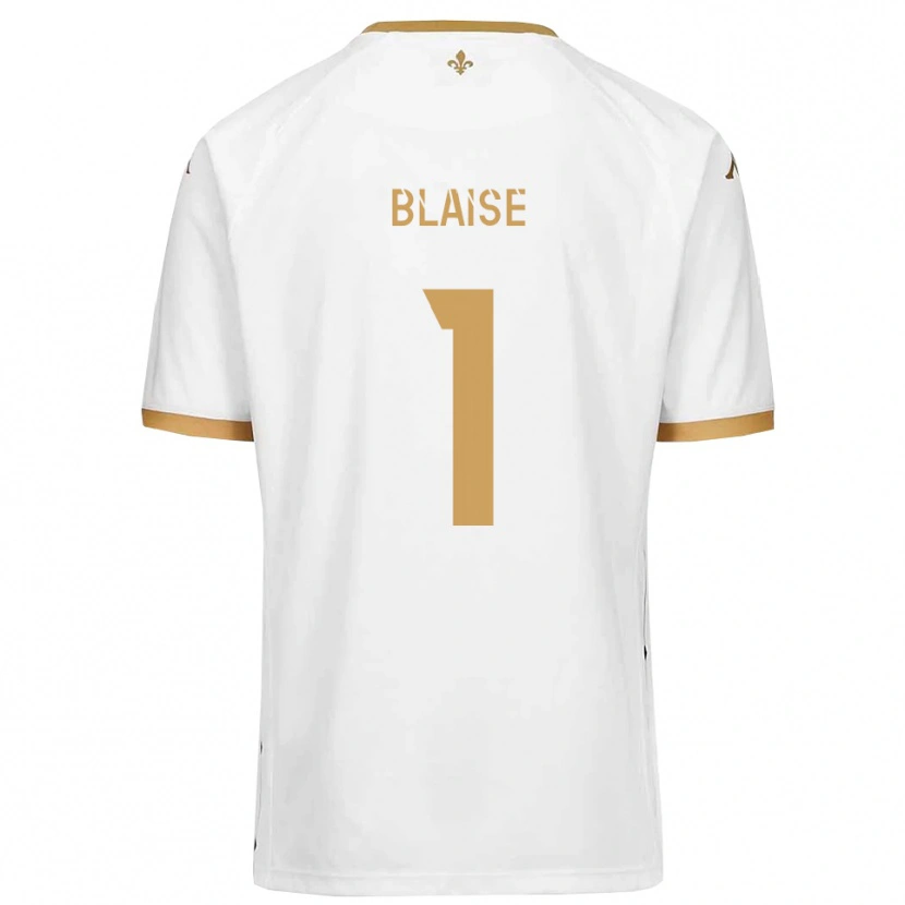 Danxen Bambino Maglia Enzo Blaise #1 Bianco Oro Kit Gara Away 2025/26 Maglietta