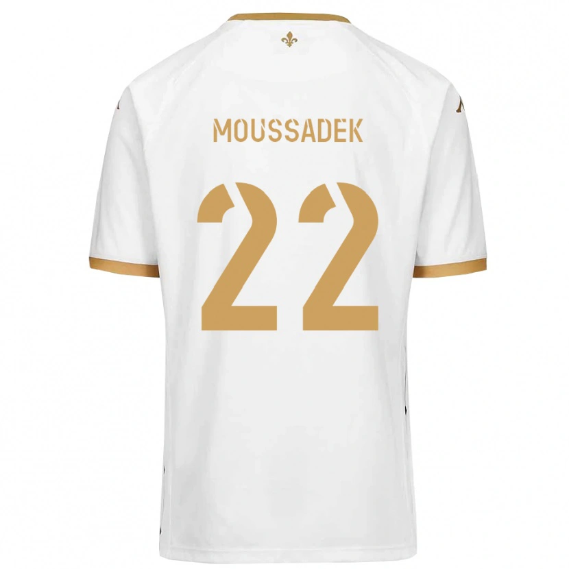 Danxen Bambino Maglia Djamal Moussadek #22 Bianco Oro Kit Gara Away 2025/26 Maglietta