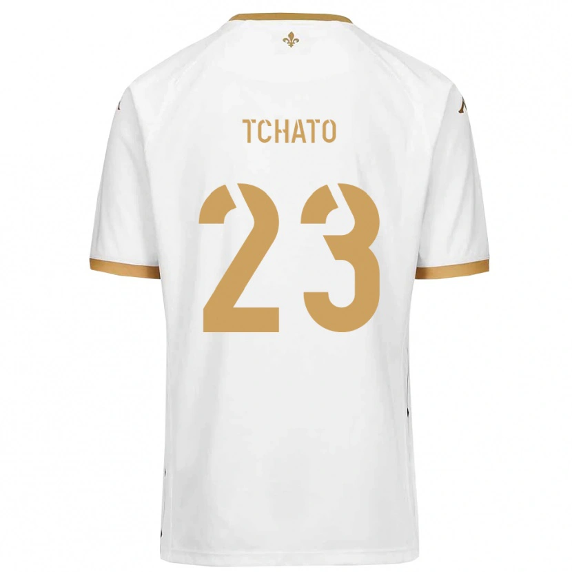 Danxen Bambino Maglia Ryan Tchato #23 Bianco Oro Kit Gara Away 2025/26 Maglietta