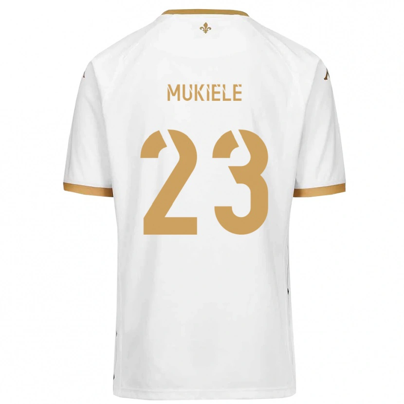Danxen Bambino Maglia Norvin Mukiele #23 Bianco Oro Kit Gara Away 2025/26 Maglietta