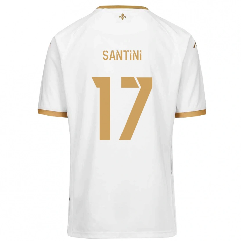 Danxen Bambino Maglia Jérémi Santini #17 Bianco Oro Kit Gara Away 2025/26 Maglietta
