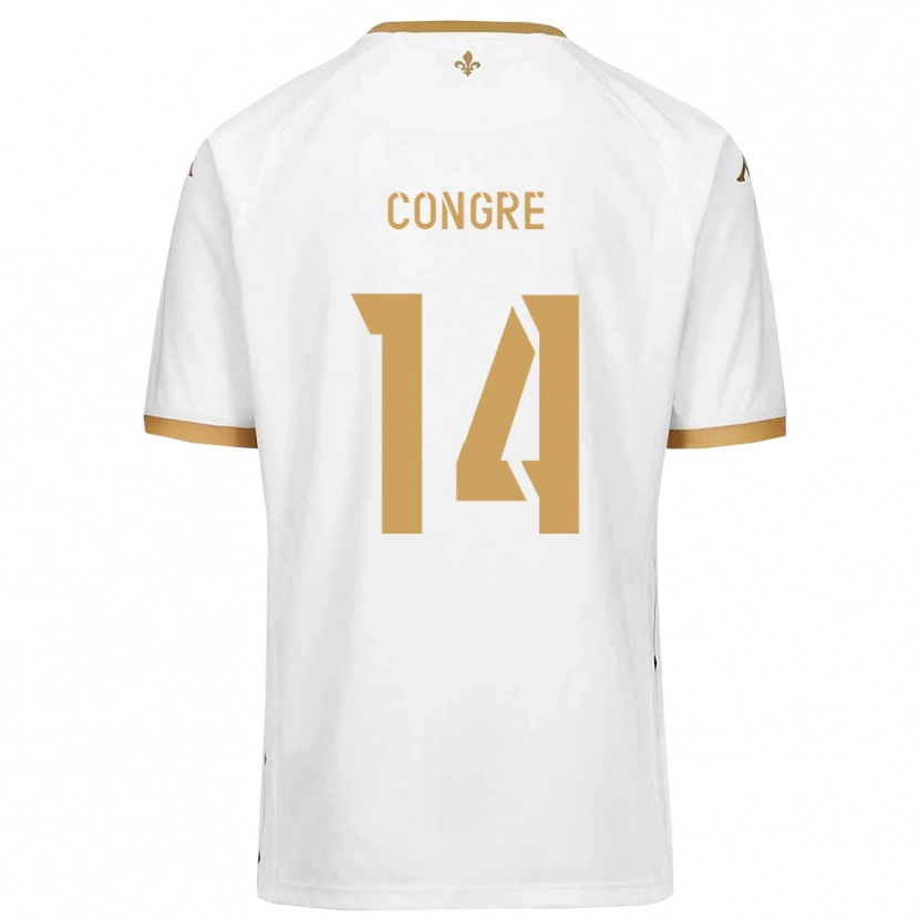 Danxen Bambino Maglia Leny Congre #14 Bianco Oro Kit Gara Away 2025/26 Maglietta