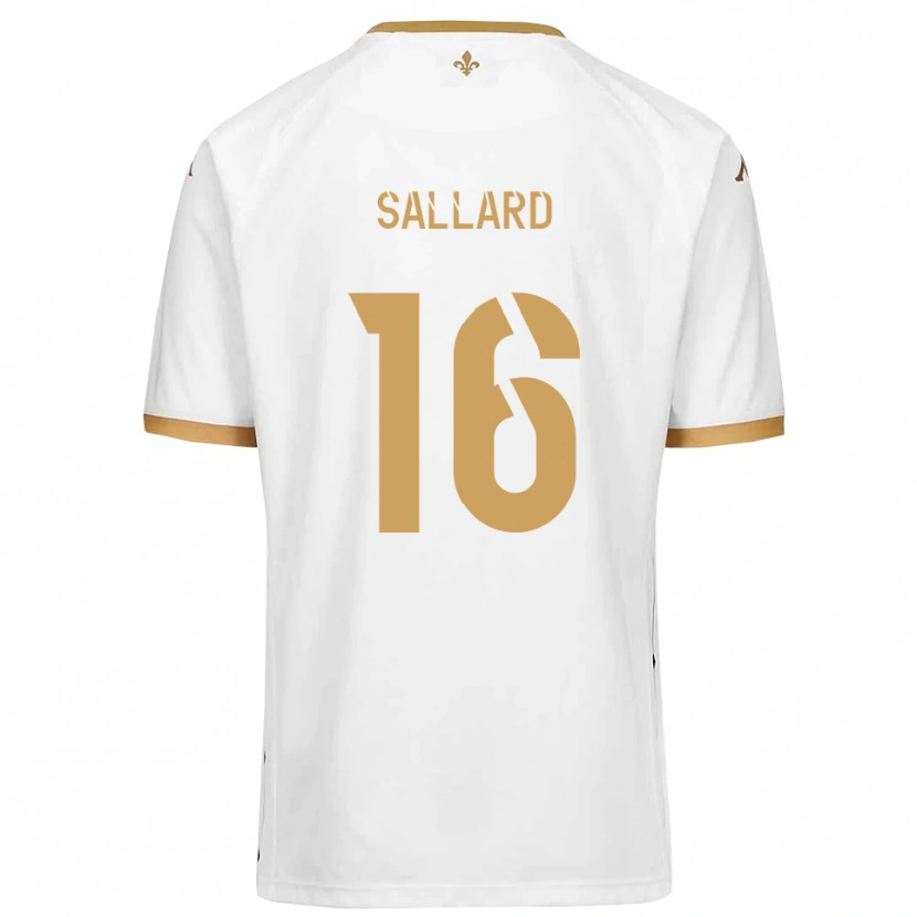 Danxen Bambino Maglia Romain Sallard #16 Bianco Oro Kit Gara Away 2025/26 Maglietta