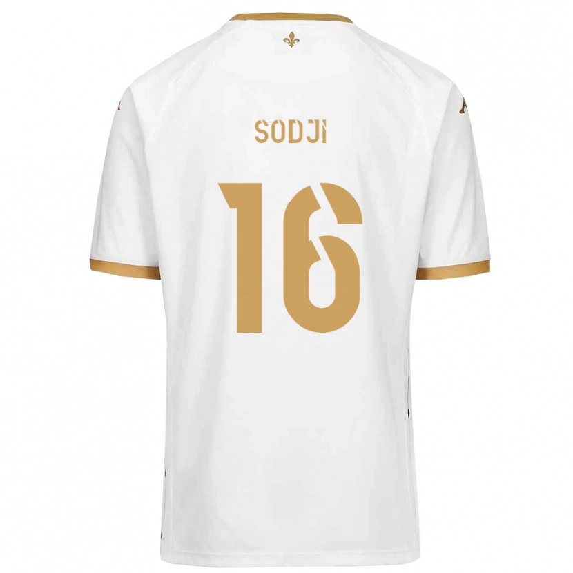 Danxen Bambino Maglia Alexandre Sodji #16 Bianco Oro Kit Gara Away 2025/26 Maglietta