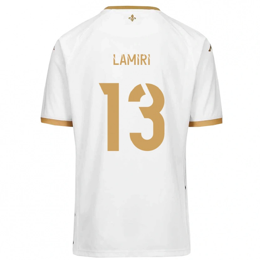 Danxen Bambino Maglia Nadil Lamiri #13 Bianco Oro Kit Gara Away 2025/26 Maglietta