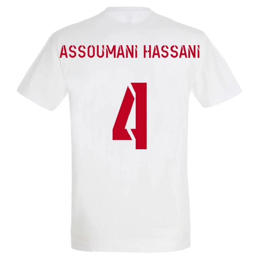 Danxen Bambino Maglia Nassim Assoumani Hassani #4 Bianco Rosso Giallo Kit Gara Away 2025/26 Maglietta
