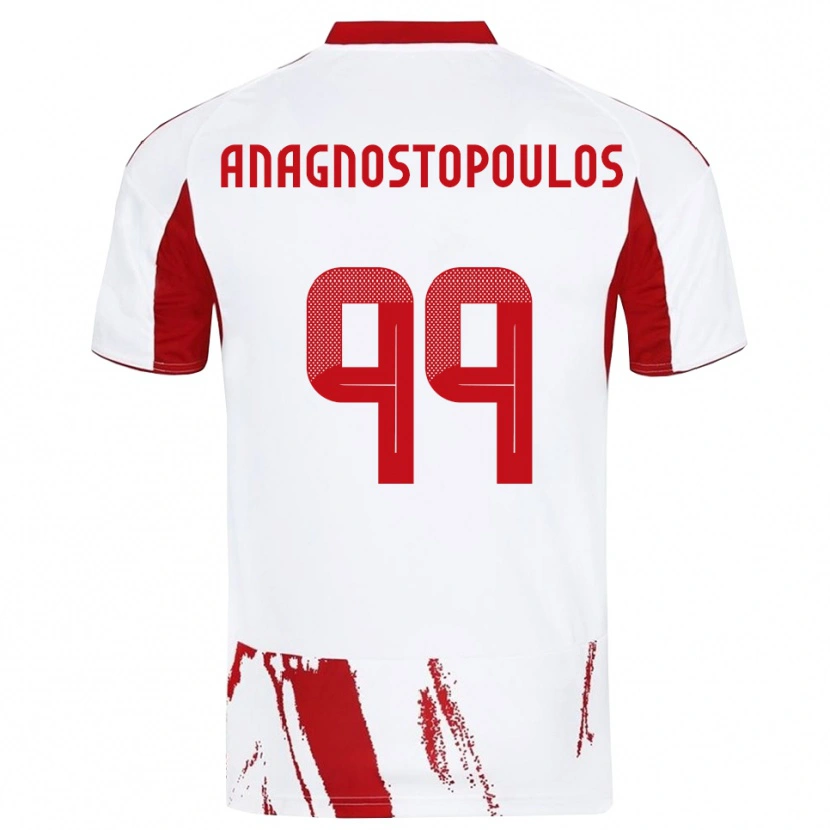 Danxen Bambino Maglia Alexandros Anagnostopoulos #99 Bianco Rosso Kit Gara Away 2025/26 Maglietta